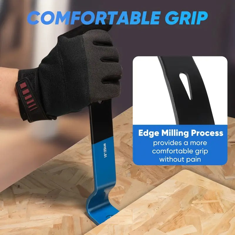 4pcs Flat Pry Bar Set -15" 10" 7.5" 5.5"- Heavy Duty & Mini Nail Puller Crowbar, Utility Claw Bar, Wonder Bar, High-Carbon Steel Flat Bar Tool for Home Remolding & Woodworking