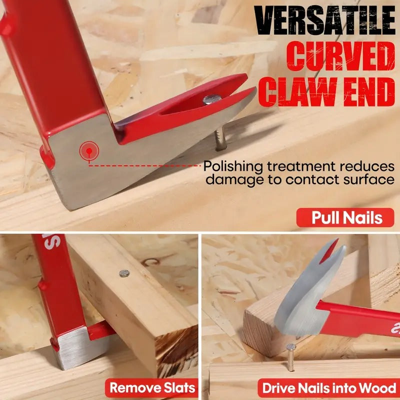 SHALL 3pcs Nail Puller Tool Set, 12', 10', 8' - Heavy Duty & Mini Cats Paw Pry Bar, Utility Claw Bar, Wonder Bar, High Carbon Steel Crowbar Tool For Home Remolding & Woodworking Tile Removal Tools