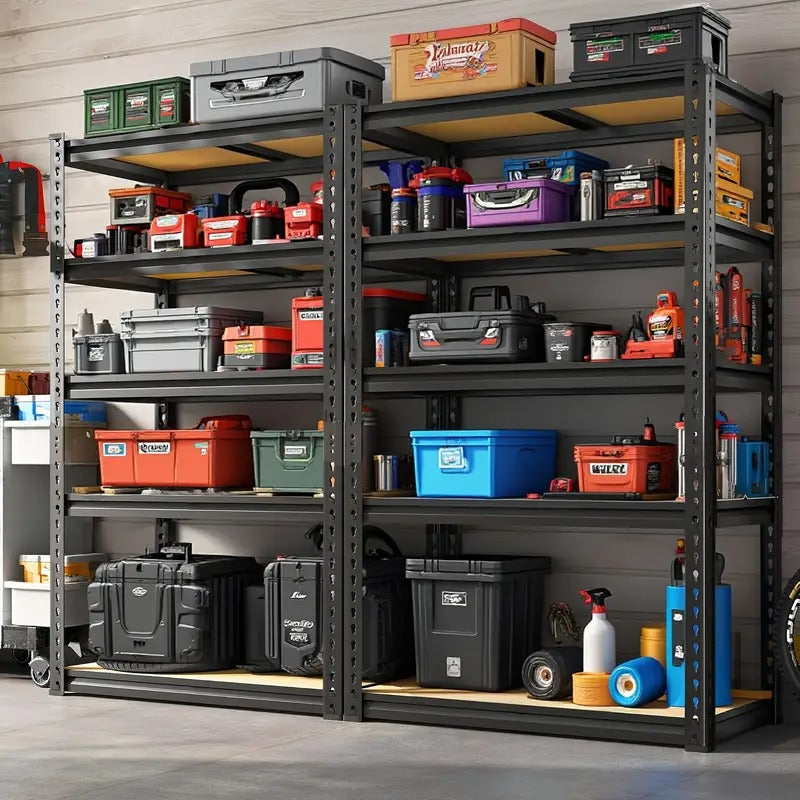 Heavy Duty Garage Shelves - 2pcs Extra Tall 60" Heavy Duty Metal Storage Rack, 2000LB Capacity per Shelf, Adjustable Height, Easy Assembly Freestanding Garage Shelving Units for Garage, Warehouse, Home, Office - Industrial Shelving