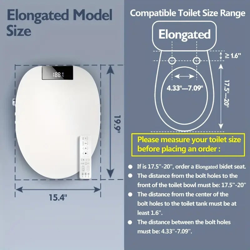 Modern Smart Bidet Toilet Seat | Heated Seat, Unlimited Warm Water Cleaning, LED Night Light, Slow Close, Digital Display | White | US Plug, 110V-127V | Bathroom Hygiene | Modern