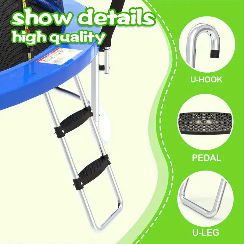 [Tear Resistant Trampoline Slide] 2 Step Wide Trampoline Ladder Slide Kit, Universal Trampoline Safety Ladder Stairs & Strong Tear Resistant Trampoline Slide