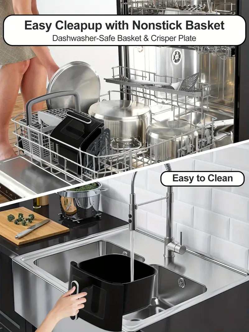 [5-quart 6-in-1 Air Fryer] 6-in-1 Large 5-quart Air Fryer | 8 One-Touch Preset Functions, Smart Cook Program, Rack Basket, Viewing Window, Interior Light