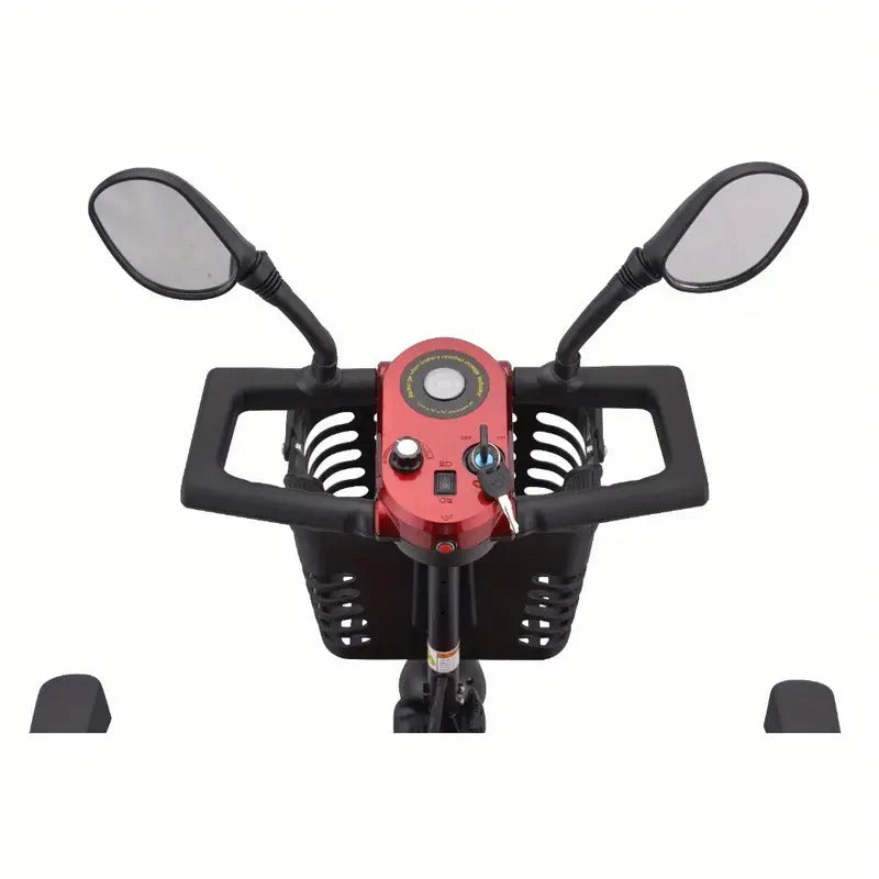 Four-Wheel Electric Mobility Scooter for Seniors and Adults, Non-Slip Adult Mobility Aid - 220 lbs Capacity, 20-Mile Range, Quick Charging, Portable Electric Scooter with Basket