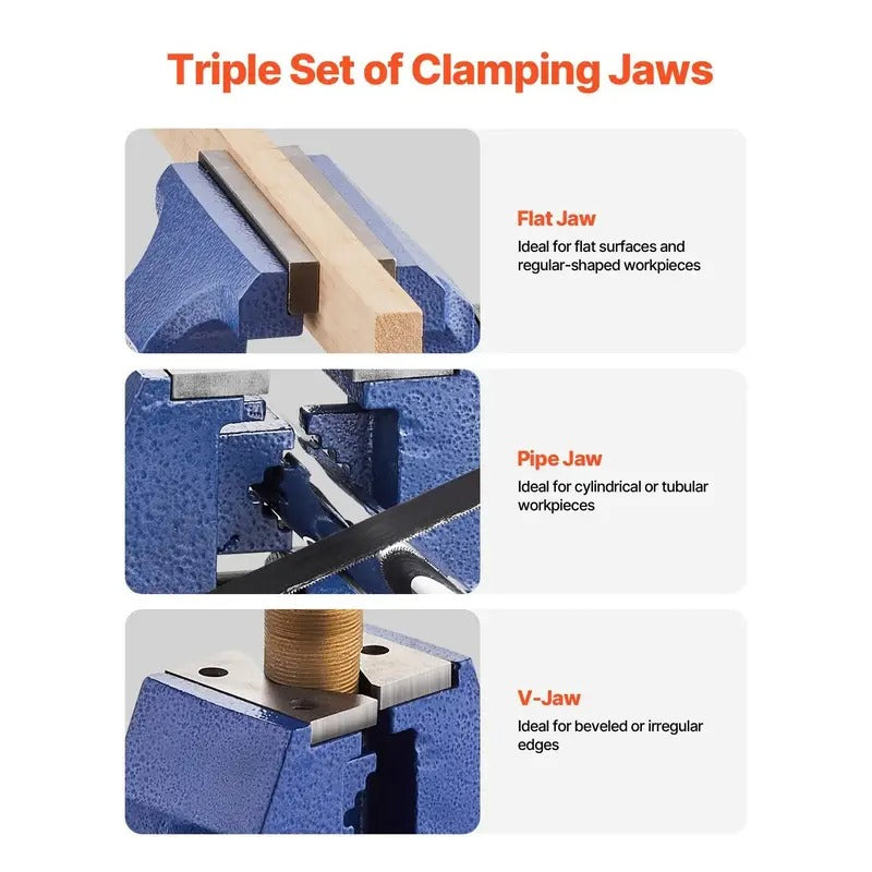 VEVOR 6-1/2" Multi-Purpose Bench Vise Heavy Duty Ductile Iron 360° Swivel Base