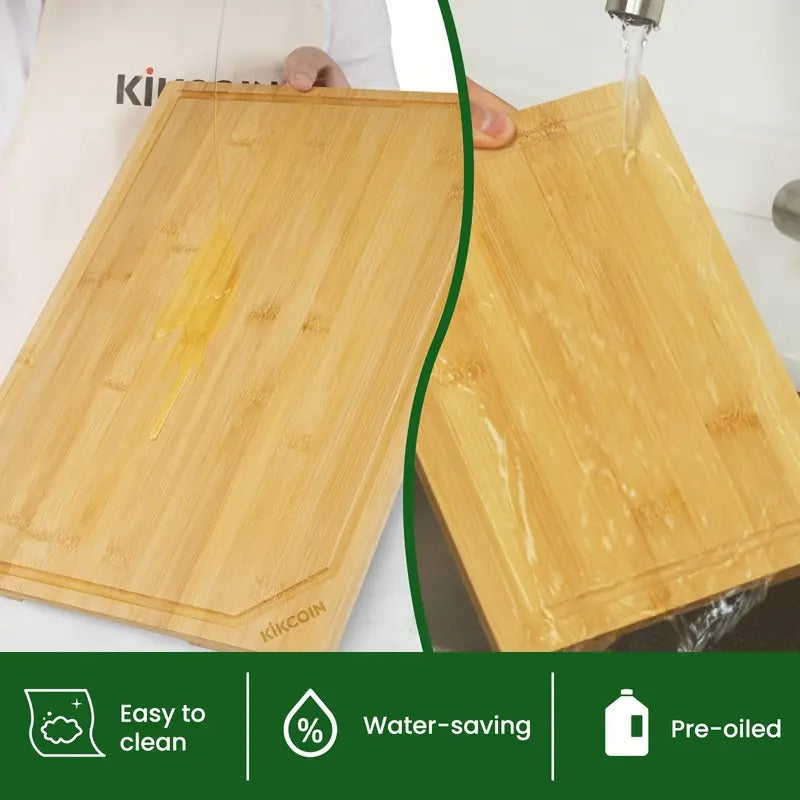 4pcs Extra Large Kitchen Bamboo Cutting Board Set, Heavy Duty Cutting Board with Juice Grooves, Bamboo Cutting Board Set for Meat