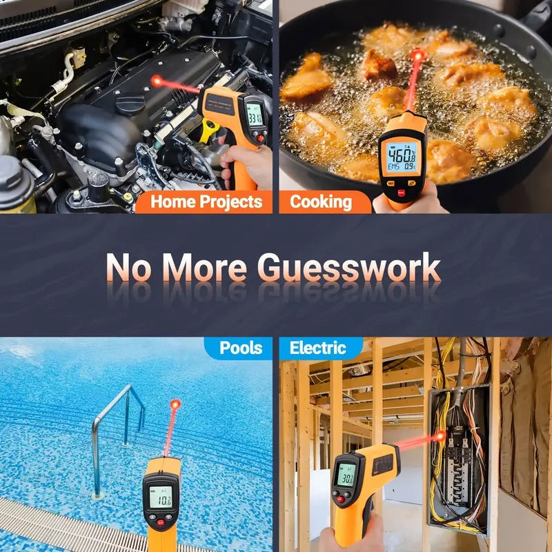 Non-Contact Infrared Digital Thermometer Gun -60, 000 to -58°F Range, High-Precision 1° Accuracy, Laser Targeting & Ergonomic Grip for Pizza Cooking, Ovens, Grills, Frying, Repair