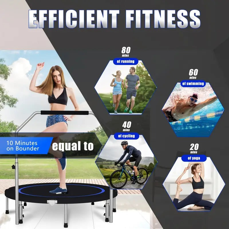 LeffEase 40" Rebounder Trampoline For Adults With Bungee, 450LBS Quiet Mini Exercise Trampoline With Adjustable Foam Handle Bar, Fitness Trampoline For Indoor.