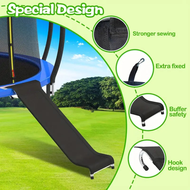 [Tear Resistant Trampoline Slide] 2 Step Wide Trampoline Ladder Slide Kit, Universal Trampoline Safety Ladder Stairs & Strong Tear Resistant Trampoline Slide