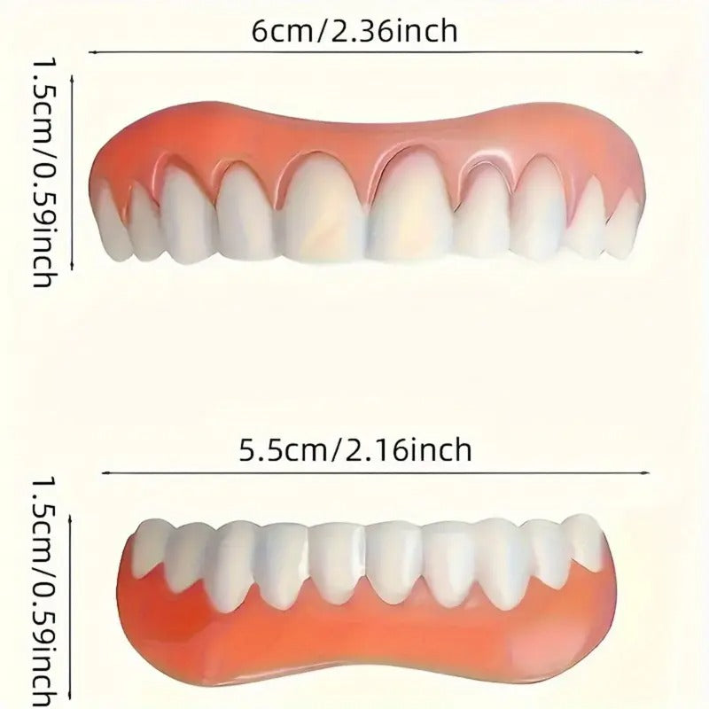 Adjustable Full Denture Set - Comfortable White Veneers for Upper & Lower Teeth, Durable Material, Easy to Use & Maintain, Ideal for Missing Teeth, Elderly, Banquet & Social Gatherings