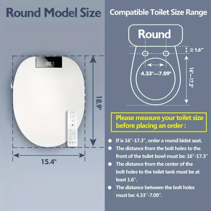 Modern Smart Bidet Toilet Seat | Heated Seat, Unlimited Warm Water Cleaning, LED Night Light, Slow Close, Digital Display | White | US Plug, 110V-127V | Bathroom Hygiene | Modern