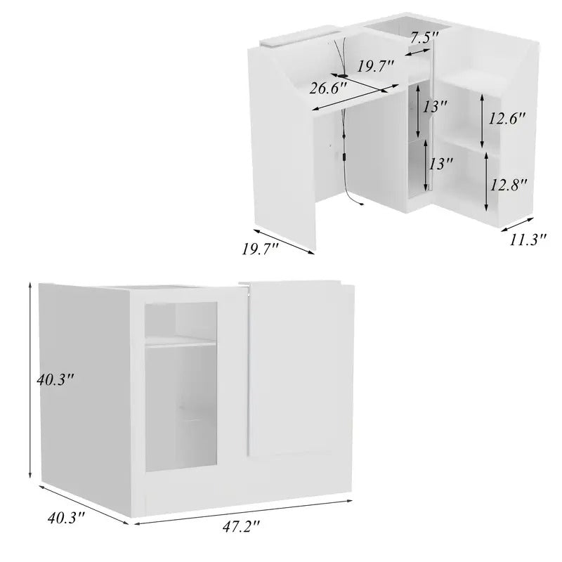 [Modern LED Reception Desk] Modern Reception Desk - Multi-functional with LED Lighting and Organized Storage Compartments