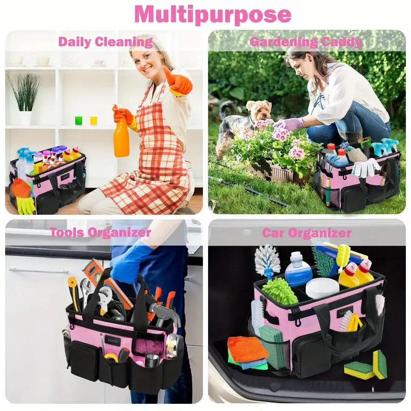 Wearable Cleaning Caddy Bag, Cleaning Supply Tote for Cleaning Supplies, Cleaning Organizer with Adjustable Shoulder and Waist Straps for Cleaners & Housekeepers