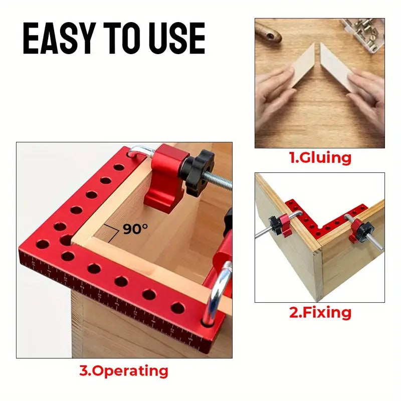 4pack 6.29inx6.29in Red 90-Degree Right Angle Clamp Set - 3/6pcs Woodworking Positioning Squares with Snap Closures and Removable Covers