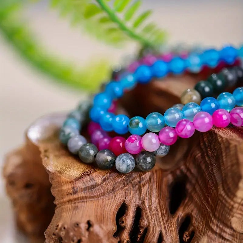 US Wholesale Lots 20pcs 6mm Natural Gemstones Agate Turquoise Braided Macrame Beads Men Woman Bracelet Adjust Handmade Party Gift