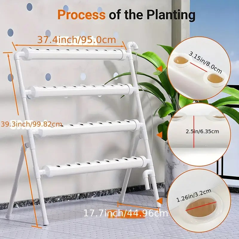 36/Sites Hydroponics Growing System Kit, BHTNYOO-Food PVC-Pipe Hydroponic Garden Planting Vegetable And Herbs Growth Cultivation Equipment With