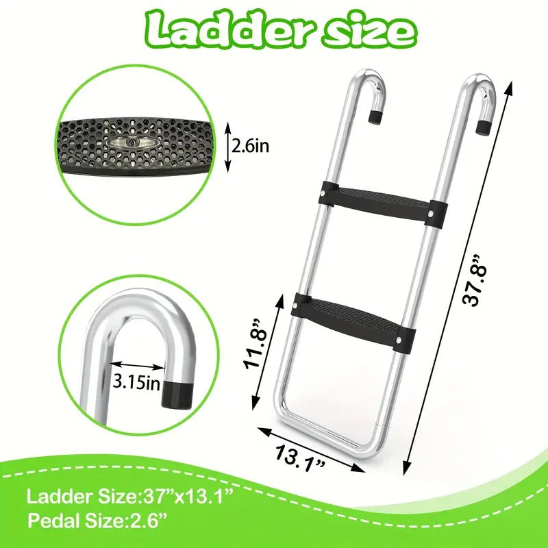 [Tear Resistant Trampoline Slide] 2 Step Wide Trampoline Ladder Slide Kit, Universal Trampoline Safety Ladder Stairs & Strong Tear Resistant Trampoline Slide