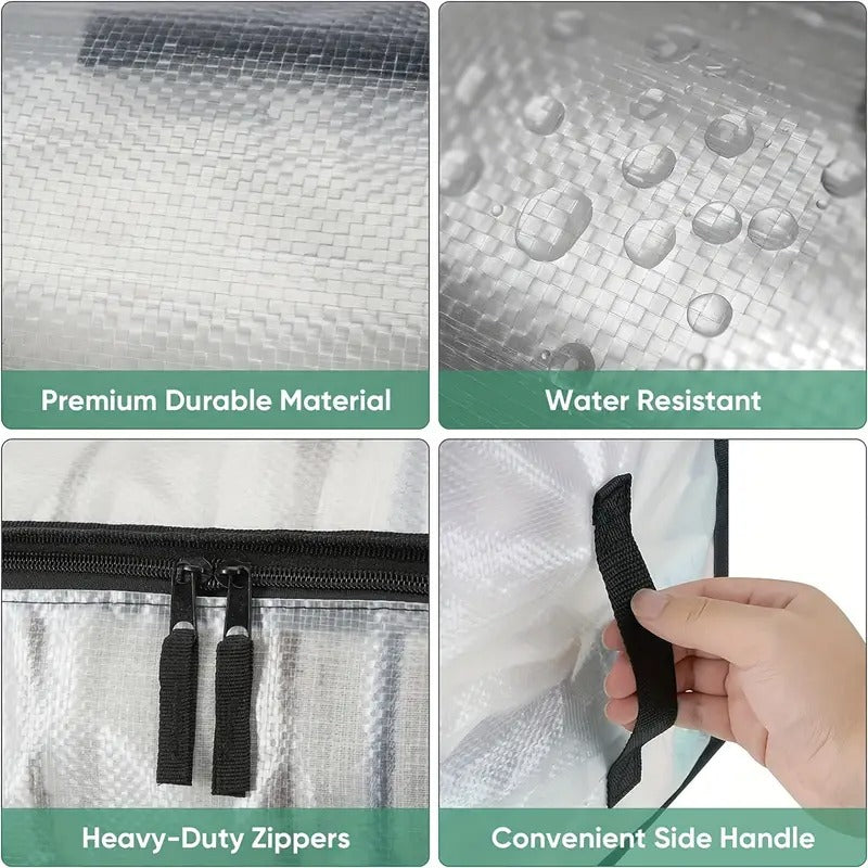 Oversized Transparent Moving Bags with Reinforced Handles, Available in Sets of 2, 4, 6, Or 8. Ideal for Packing, Dorm Storage, And Other Moving Supplies.
