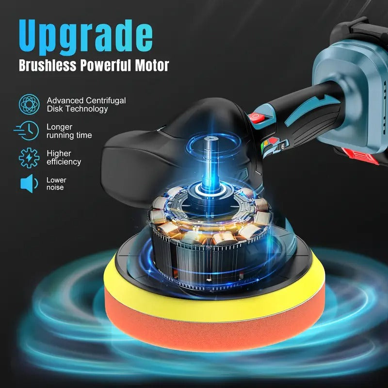 ZEEKMUSS Cordless Car Buffer Polisher, 6 Inch Dual Action Polisher Kit With 2pcs 21V 4.0Ah Rechargeable Battery, 6 Variable Speed 5500RPM Car Buffer Polisher For Car Detailing, Polishing, Waxin