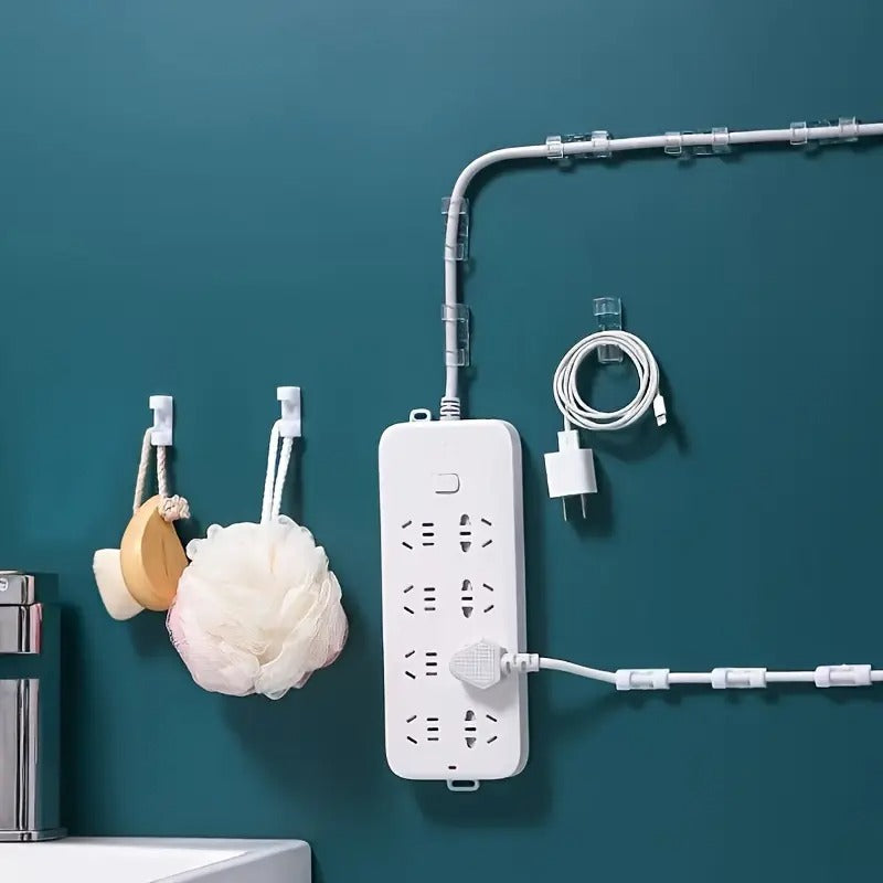 100pcs Adhesive Cable Clamps, Transparent Wire Brackets for Power Line Management, Plastic Cable Tissue Clamps for Walls And Under Tables