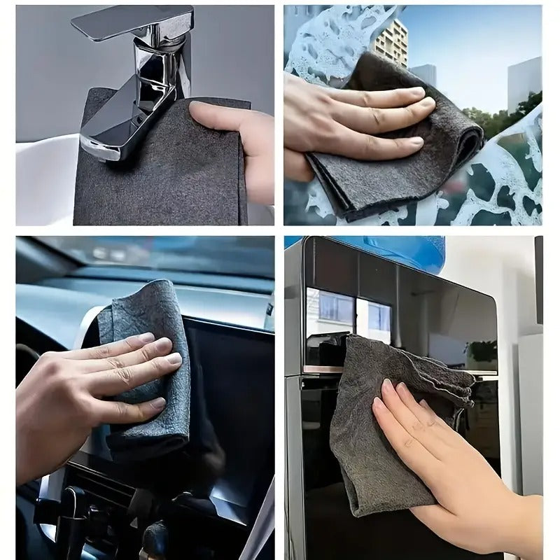 5-Pack Magic Cleaning Cloths - Streak-Free Glass & Mirror Cleaner, Ultra-Absorbent Microfiber for Home, Car, and Bathroom, Purple Floral Pattern,