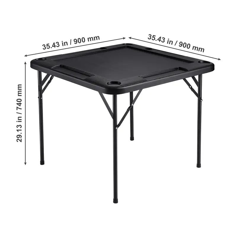 VEVOR Mahjong Table 4 Player Folding Card Table & 4 Cup Holders Chip Trays Black