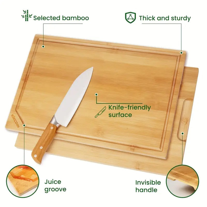 4pcs Extra Large Kitchen Bamboo Cutting Board Set, Heavy Duty Cutting Board with Juice Grooves, Bamboo Cutting Board Set for Meat