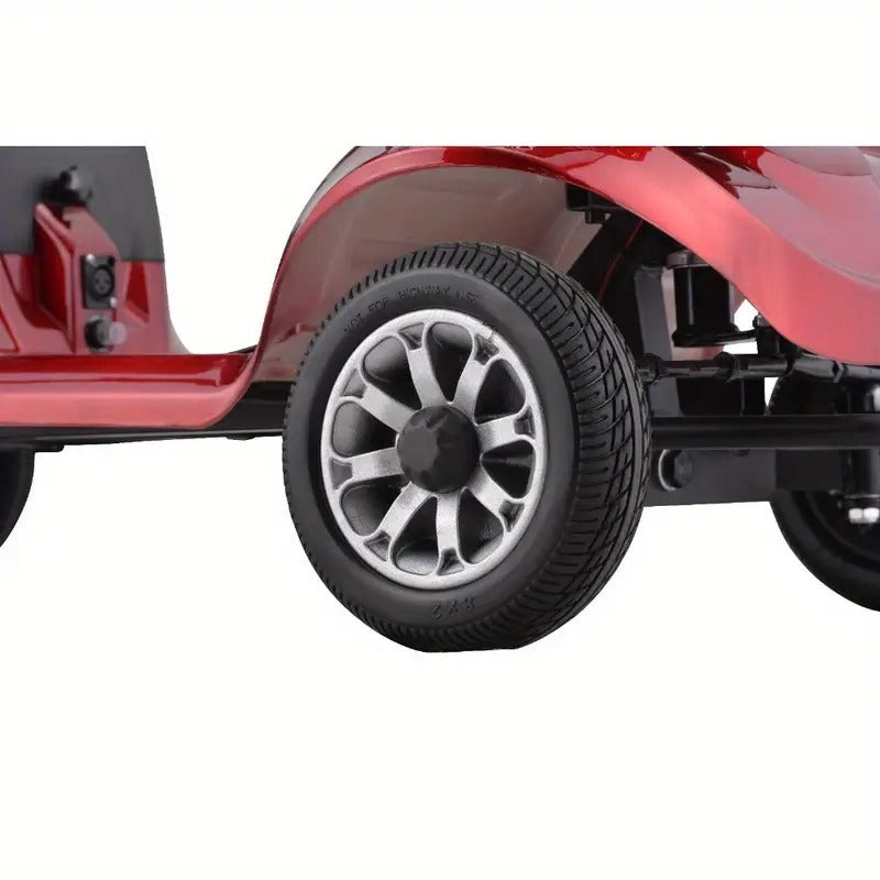 Four-Wheel Electric Mobility Scooter for Seniors and Adults, Non-Slip Adult Mobility Aid - 220 lbs Capacity, 20-Mile Range, Quick Charging, Portable Electric Scooter with Basket