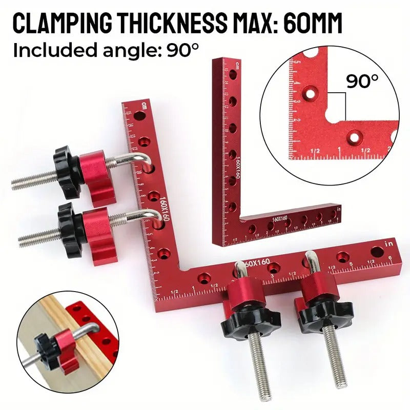 4pack 6.29inx6.29in Red 90-Degree Right Angle Clamp Set - 3/6pcs Woodworking Positioning Squares with Snap Closures and Removable Covers
