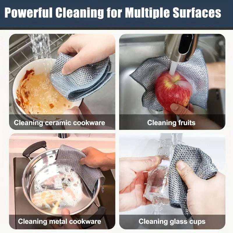 100pcs Scratch-Free Reusable & Washable Mesh Cleaning Cloths - Durable Polyester Blend for Kitchen, Bathroom, Outdoor - Gentle Grease & Dirt Removal, Multi-Surface Cloth Pads, Non -stick And Degreasing Cleaning Cloths