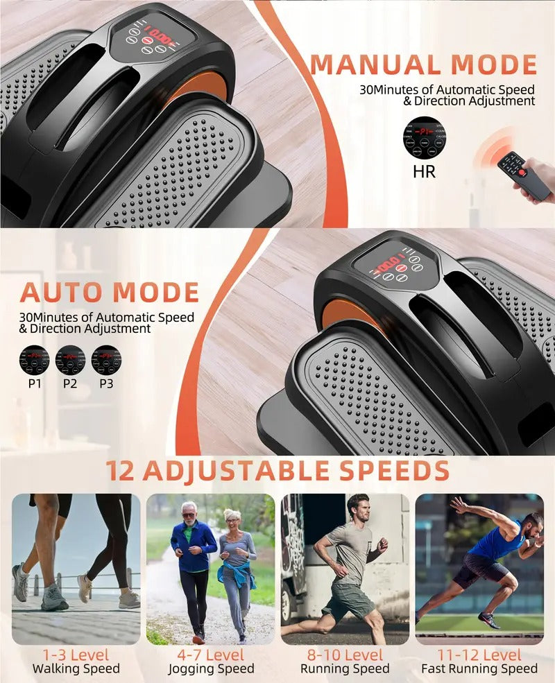 [Portable Elliptical Machine] Quiet & Portable Under Desk Elliptical Machine, Ellipse Leg Exerciser for Seniors Fully Assembled | Electric Seated Pedal Exerciser with Remote Control & 12 Adjustable Speeds