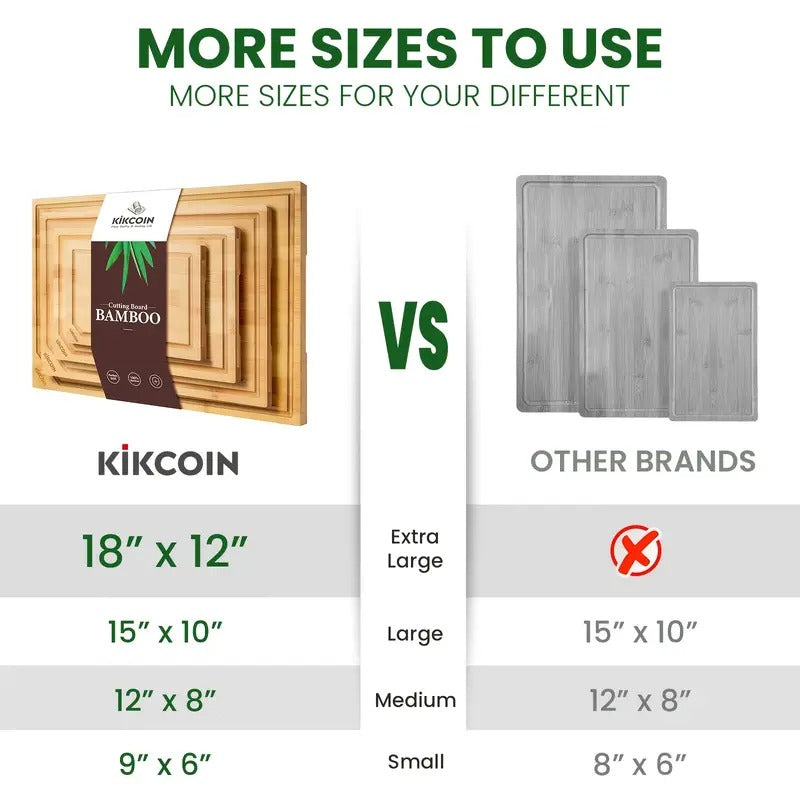 4pcs Extra Large Kitchen Bamboo Cutting Board Set, Heavy Duty Cutting Board with Juice Grooves, Bamboo Cutting Board Set for Meat