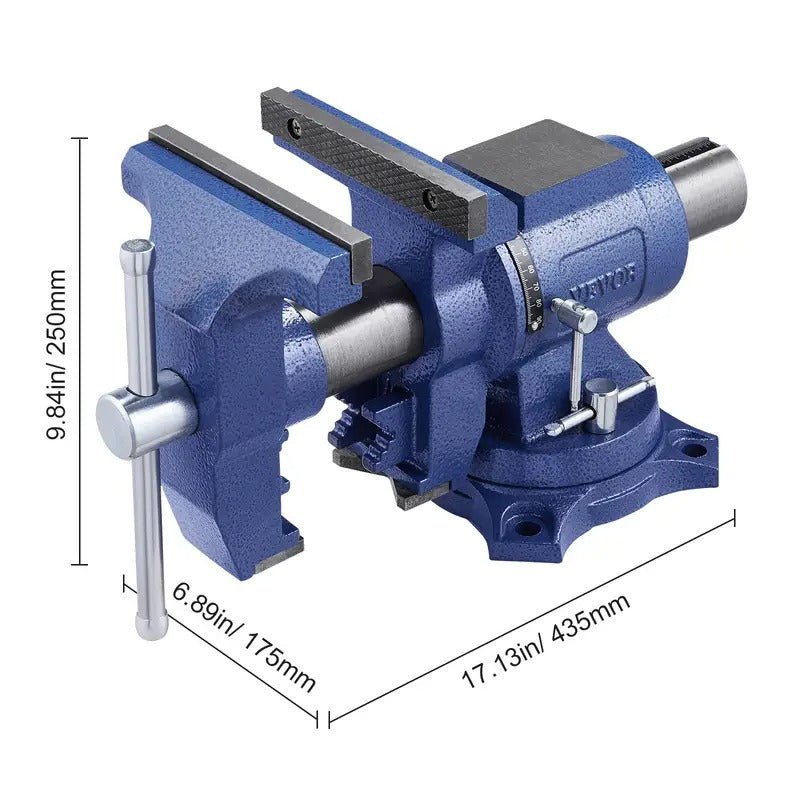 VEVOR 6-1/2" Multi-Purpose Bench Vise Heavy Duty Ductile Iron 360° Swivel Base