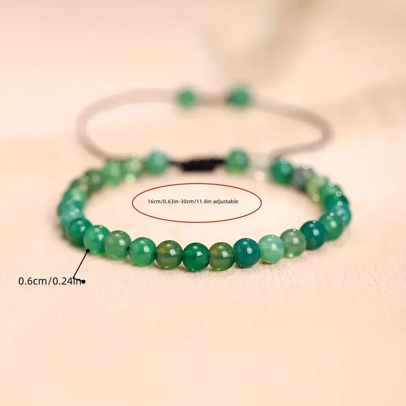 US Wholesale Lots 20pcs 6mm Natural Gemstones Agate Turquoise Braided Macrame Beads Men Woman Bracelet Adjust Handmade Party Gift