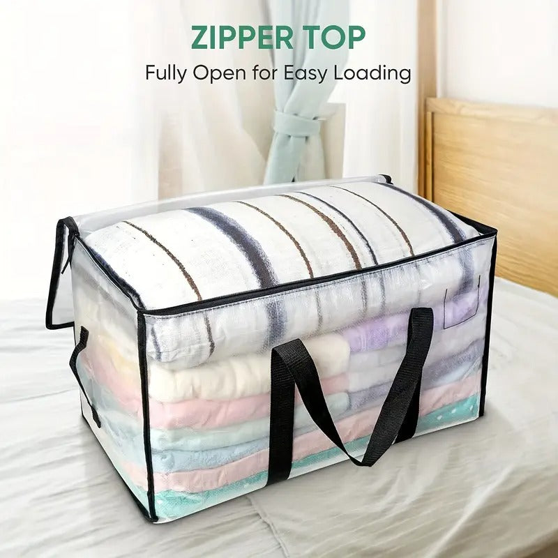 Oversized Transparent Moving Bags with Reinforced Handles, Available in Sets of 2, 4, 6, Or 8. Ideal for Packing, Dorm Storage, And Other Moving Supplies.