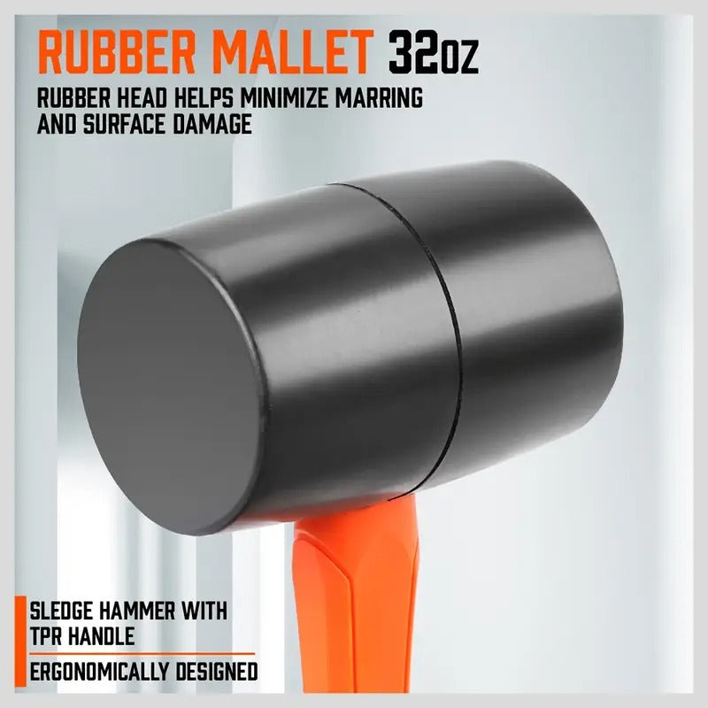 [5pcs HORUSDY Hammer] HORUSDY 5pcs Hammer Set | 16oz Ball Pein Hammer, 32oz Ball Pein Hammer, 32oz Rubber Mallet, 3lb Sledge Hammer, 3lb Cross Peen Hammer