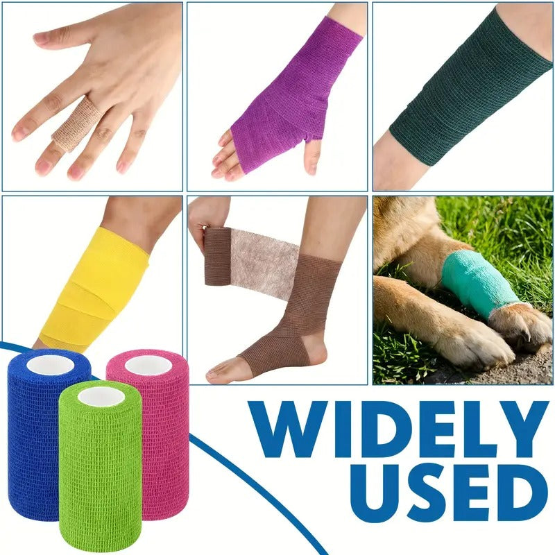 36pcs Self-Adherent Bandage Wrap - Breathable Cohesive Elastic Adhesive Tape for Athletic Support, Stretch Sports Wrist & Ankle Injury Prevention, 4"x5" (Classic Color Mix)