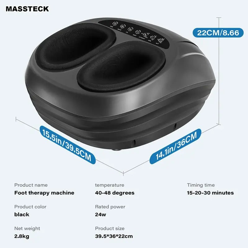 MASSTECK Shiatsu Foot Massager - Soothing Heat, Deep Kneading, Relaxing for Tired Muscles, Home or Office Use, up to Men's Size 12