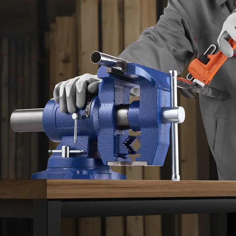 VEVOR 6-1/2" Multi-Purpose Bench Vise Heavy Duty Ductile Iron 360° Swivel Base