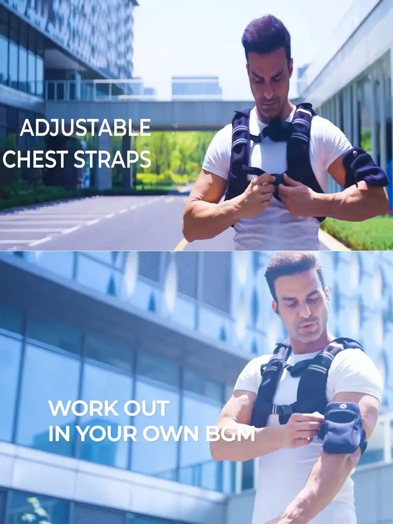 [Weighted Vest] PACEARTH 20lb Heavy Duty Weighted Vest with Weights - Adjustable Weighted Vest for Gym, Running, Weightlifting - Chest Protection Buckles & Phone Pocket - Muscle Building Workout Vest for Men & Women (Black) - Ideal Gift