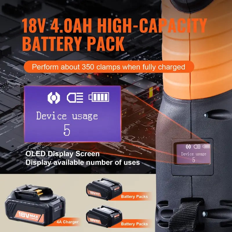 VEVOR Pro Press Tool, 18V Electric Pipe Crimping Tool for 1/2" to 2" Stainless Steel, Copper, PEX Pipes, Press Tool Kit with 6 Pro Press Jaws, 2pcs 4AH Battery, Fast Charger & Carrying Case