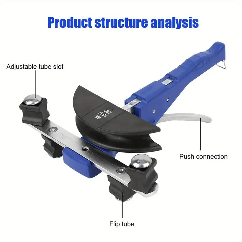 Pipe Tube Bender, 1/4" to 7/8" OD Manual Pipe Tube Bender with 7 Bending Dies, 180° Copper Aluminum Pipes Bending Tools Bending Machine Pipe Cutter Mechanical Ratchet Bow‑Type with Fiber Wheel