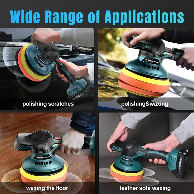 ZEEKMUSS Cordless Car Buffer Polisher, 6 Inch Dual Action Polisher Kit With 2pcs 21V 4.0Ah Rechargeable Battery, 6 Variable Speed 5500RPM Car Buffer Polisher For Car Detailing, Polishing, Waxin