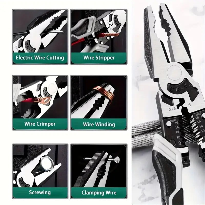 Super Alloy Universal Needle-Nose Pliers: Wire Cutters, Wire Strippers, Removal Pliers, Electricians, Professional Tools for Metal Working