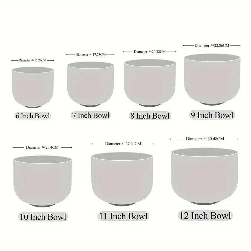 [Quartz Crystal] 432Hz 6"-12" Set Of 7 Chakra Frosted Quartz Crystal Singing Bowl Sound Bath Bags | Frosted Chakra Quartz Crystal Singing Bowls | For Bath Sound Bowls Meditation Set Yoga