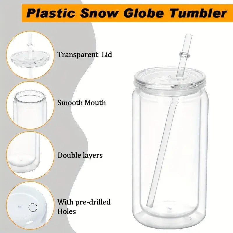 Set of 25 Clear 16Oz Double Wall Cups with Lids And Straws - Perfect for 4Th of July, Graduation Celebrations, And Summer Barbecues. These Leakproof, Reusable