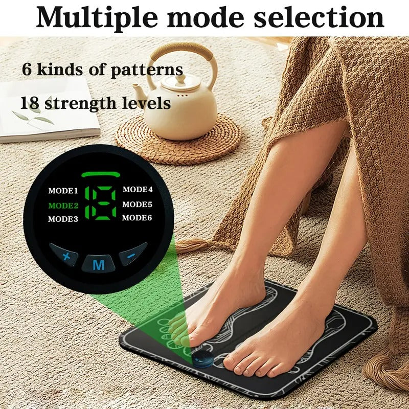 Portable EMS Foot Massage Pad, TENS Therapy Machine, Massager, One Reusable Foot Massage Pad With Multiple Mode Adjustment, Mother'S Day, Father'S Day, - Black
