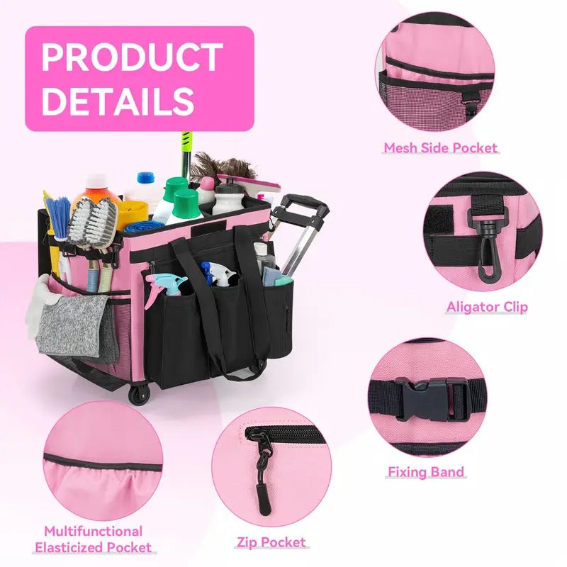 Large Rolling Tool Bag With Wheels, Tool Bags Organizer, With Telescopic Handle And Waterproof Cover, Storage Manager Toolbox For Camping, Construction Sites