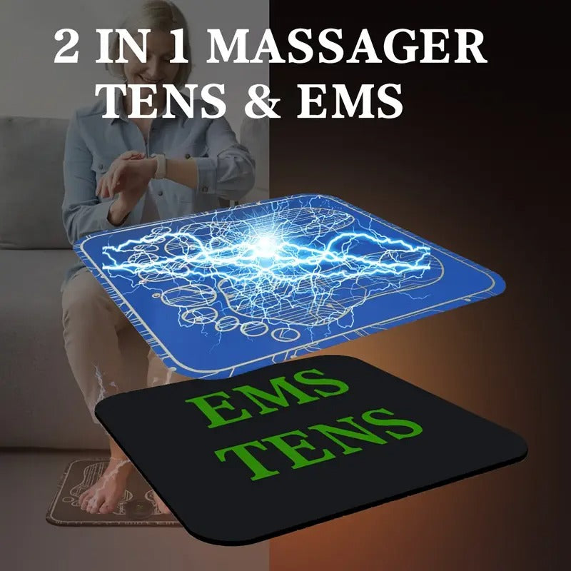 Portable EMS Foot Massage Pad, TENS Therapy Machine, Massager, One Reusable Foot Massage Pad With Multiple Mode Adjustment, Mother'S Day, Father'S Day, - Black