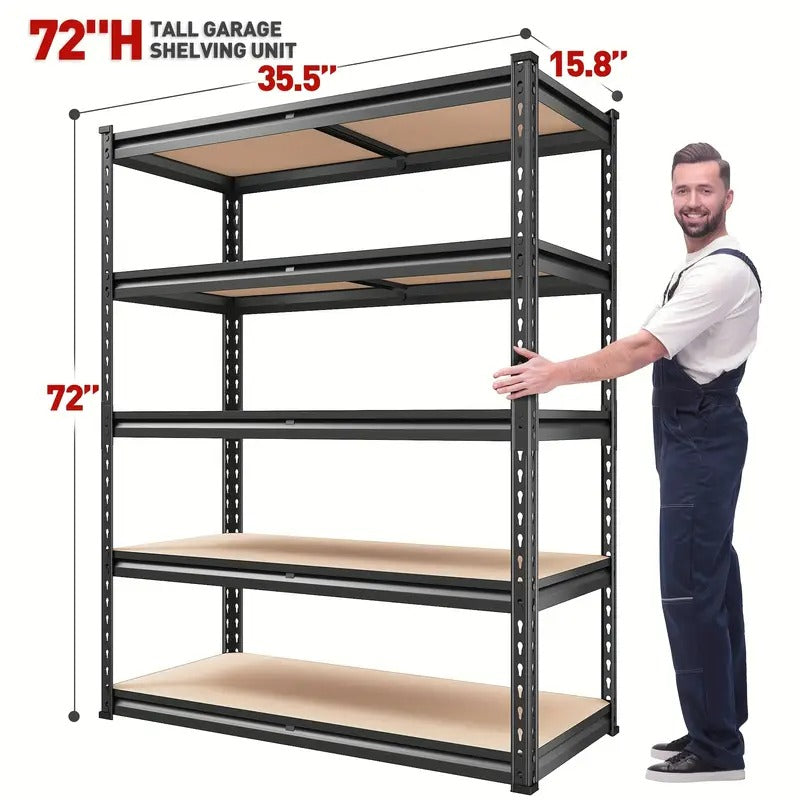 72''H Storage Shelves Heavy Duty Shelving 2000LBS Garage Shelving 5 Tier Metal Shelves for Garage, 35.5"W X 72"H X 15.8"D, Adjustable Shelving Unit for Basement Pantry