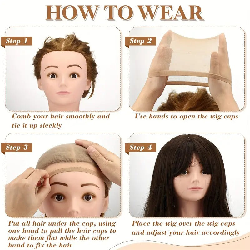 200pcs Of Wig Caps, Nylon Stockings Caps, Loose Wig Caps, Elastic Thin Head Wig Accessories Suitable For Halloween Hair Accessories For Men And Women, Brown And Light Brown